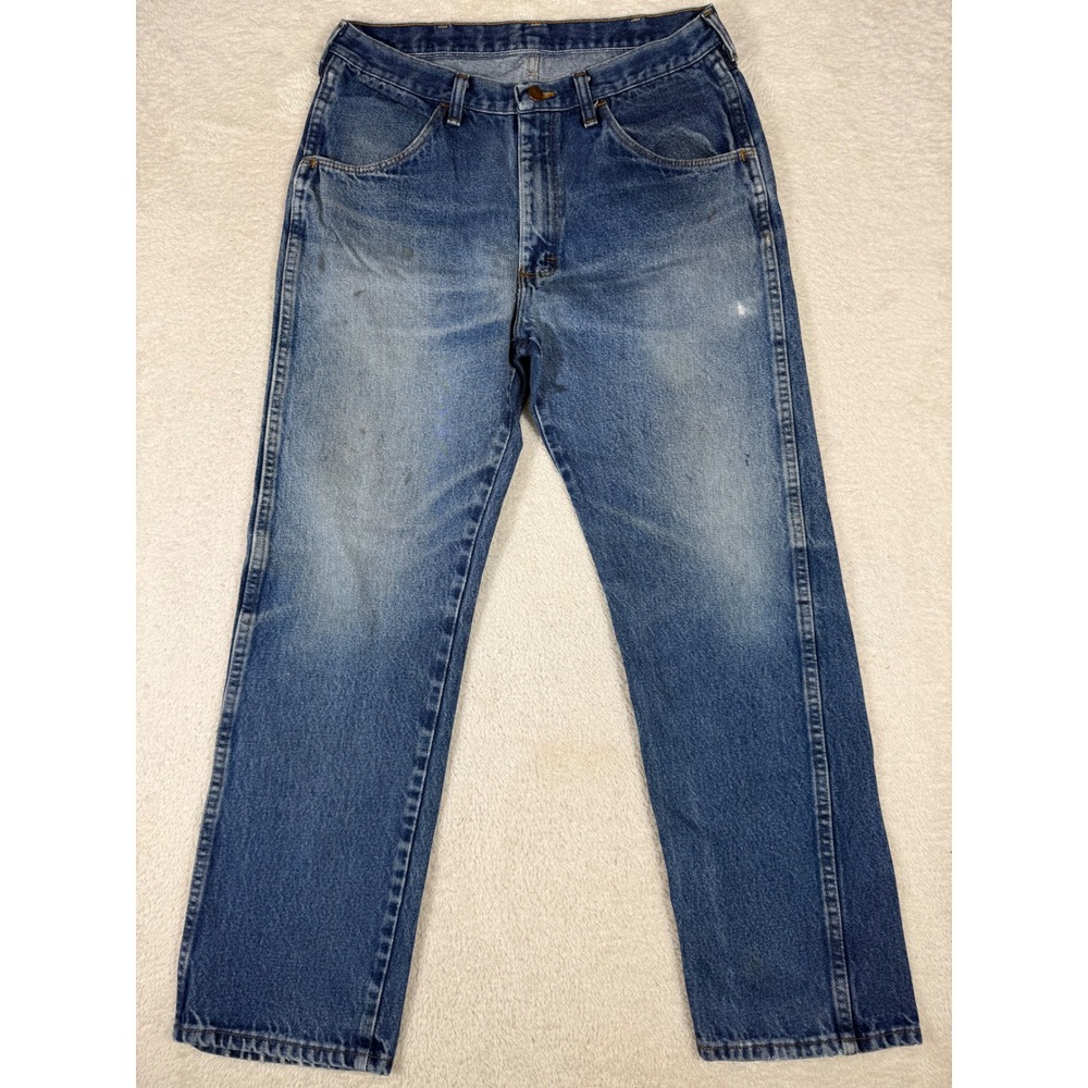 Rustler Straight Leg Jeans Mens 34x30 Blue  Heavyweight Cotton Workwear Denim